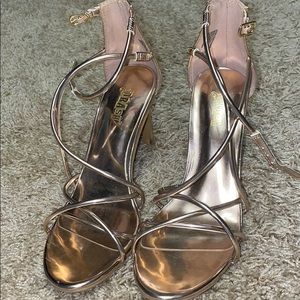 Lightly used heels rose gold shiny color